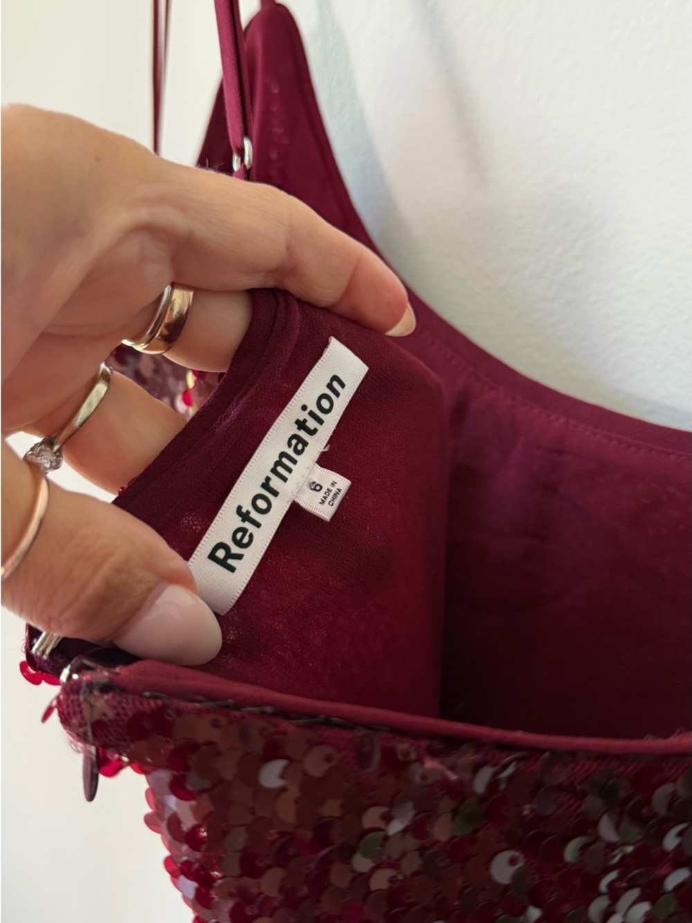 Reformation Mariska Sequin Burgundy Dress - Picture 5 of 7
